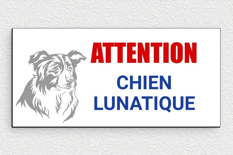Plaque attention chien lunatique - 210 x 100 mm - PVC - custom - glue - signparti-panneau-attention-chien-bouvierbernois-009-3