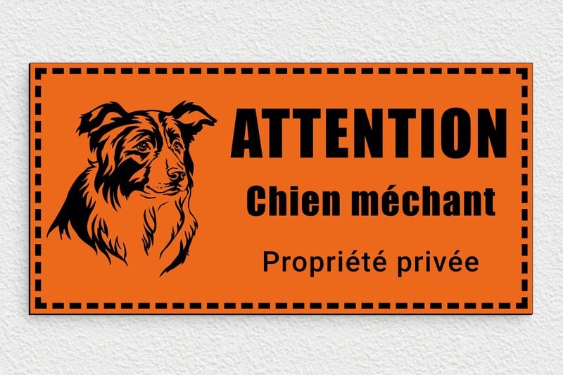 Plaque attention chien méchant - 300 x 150 mm - PVC - orange-noir - glue - signparti-panneau-attention-chien-bouvierbernois-012-3