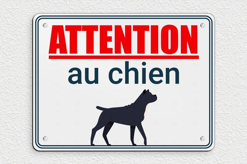 Attention au chien - Plaque attention au chien - 250 x 190 mm - PVC - gris-noir - screws - signparti-panneau-attention-chien-cane-corso-001-3