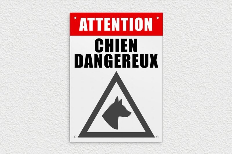 Panneau attention chien dangereux - 250 x 350 mm - PVC - gris-noir - screws - signparti-panneau-attention-chien-dangereux-001-3
