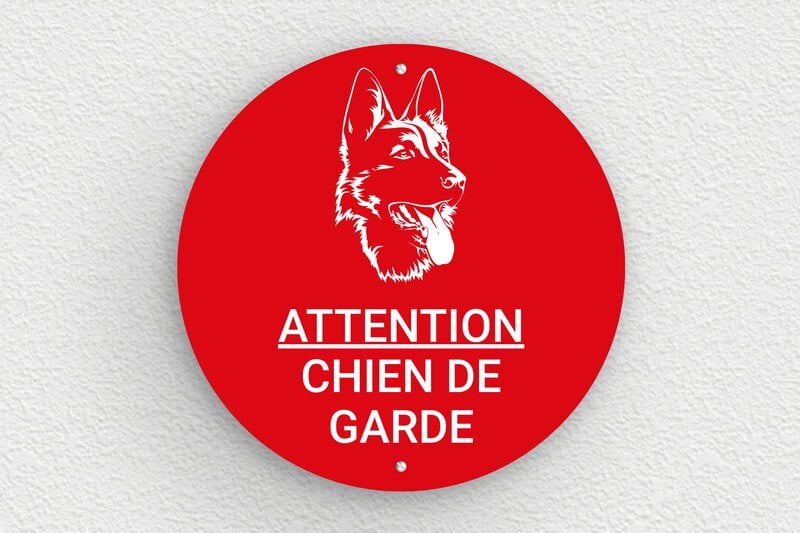 Attention au chien - Panneau rond chien de garde - 250 x 250 mm - PVC - rouge-blanc - screws - signparti-panneau-attention-chien-garde-001-3