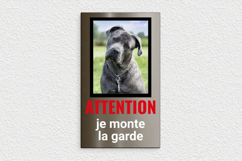Plaque attention au chien originale - PVC - 140 x 240 mm - bronze-noir - glue - signparti-panneau-attention-chien-photo-008-3