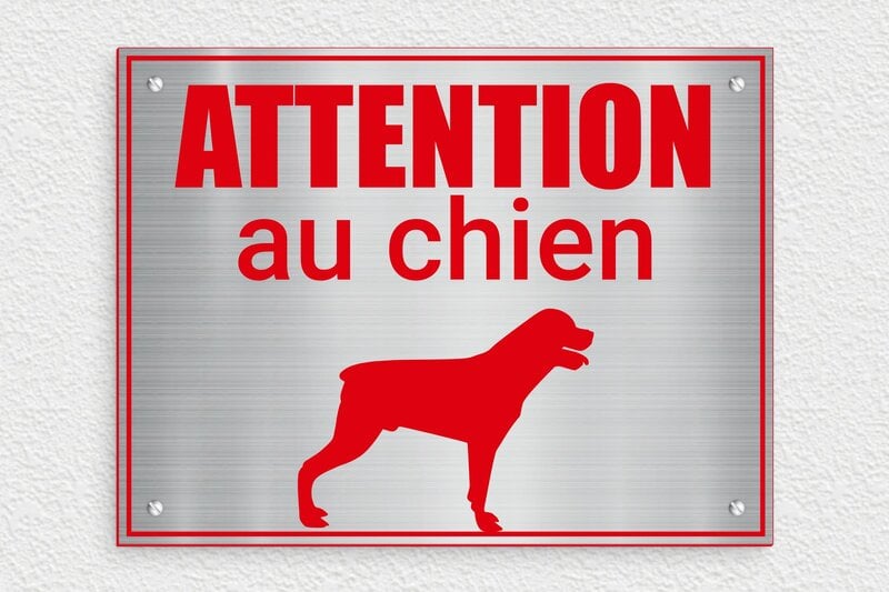 Attention au chien - Plaque attention au chien - 250 x 190 mm - PVC - acier-rouge - screws - signparti-panneau-attention-chien-rottweiler-001-3