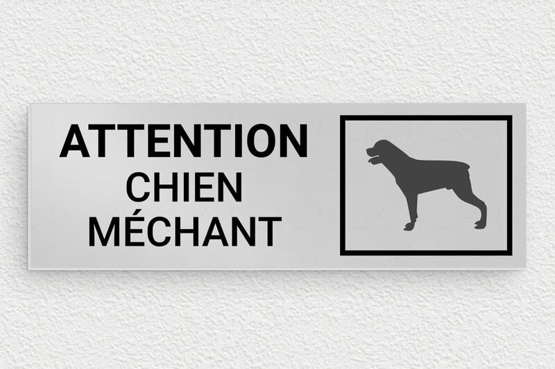 Pancarte attention au chien rottweiler - Plaque attention chien méchant - 150 x 50 mm - Aluminium - anodise - glue - signparti-panneau-attention-chien-rottweiler-008-3