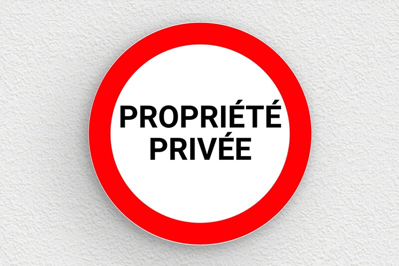 Plaque propriété privée - Plaque ronde propriété privée - 150 x 150 mm - PVC - custom - glue - signparti-panneau-prive-025-1