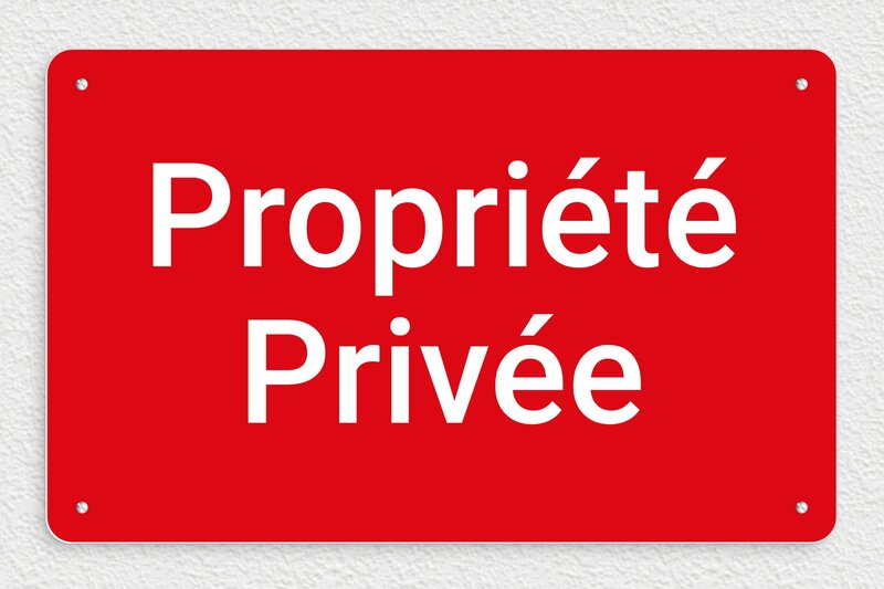 Panneau défense d’entrer - Panneau propriété privée - 400 x 250 mm - PVC - rouge-blanc - screws - signparti-panneau-prive-028-1