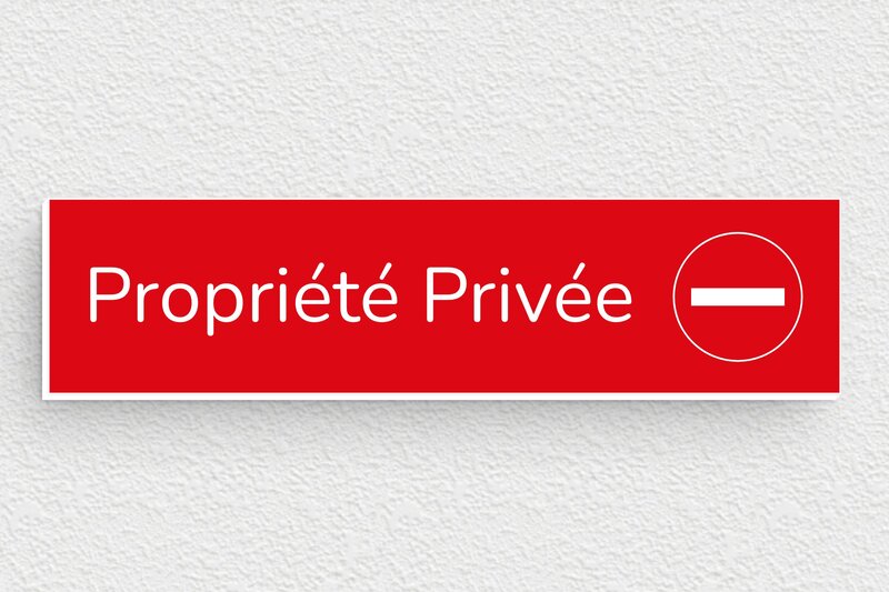 Plaque propriété privée - Plaque propriété privée - 100 x 25 mm - PVC - rouge-blanc - glue - signparti-panneau-prive-031-1