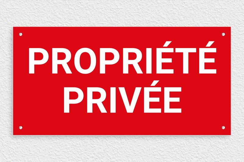 Panneau propriété privée - 400 x 200 mm - PVC - rouge-blanc - screws - signparti-panneau-prive-042-1