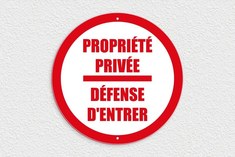 Panneau maison - PVC - 300 x 300 mm - blanc-rouge - screws - signparti-panneau-prive-defense-001-3