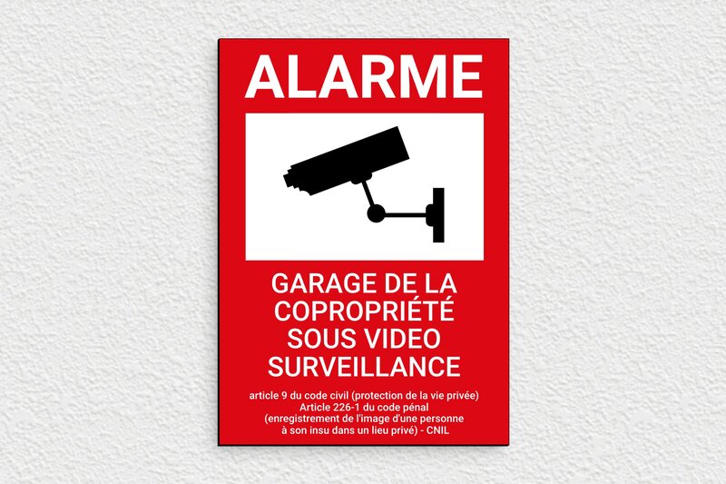 Plaque garage sous video surveillance - Plaque alarme de garage - 150 x 210 mm - PVC - custom - glue - signparti-panneau-surveillance-garage-001-1
