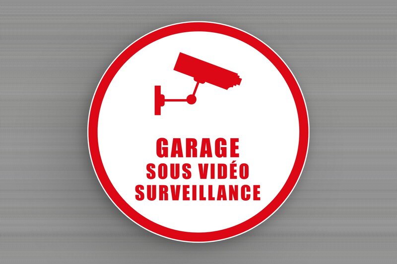 Panneau maison - PVC - 200 x 200 mm - blanc-rouge - glue - signparti-panneau-surveillance-garage-001-3