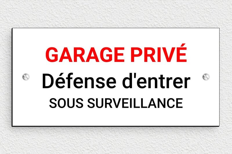 Plaque garage privé - 210 x 100 mm - PVC - custom - screws - signparti-panneau-surveillance-garage-006-1