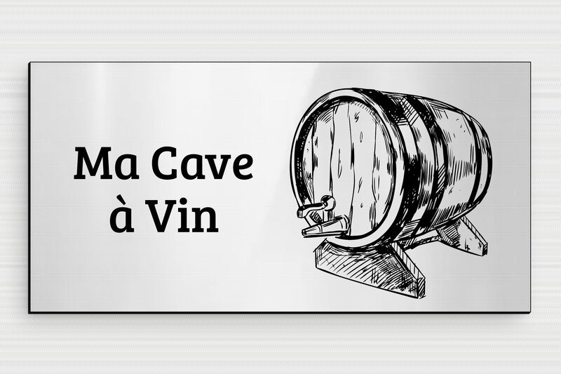 Plaque de porte cave à vin - PVC - 200 x 100 mm - gris-brillant-noir - glue - signparti-porte-cave-a-vin-006-1