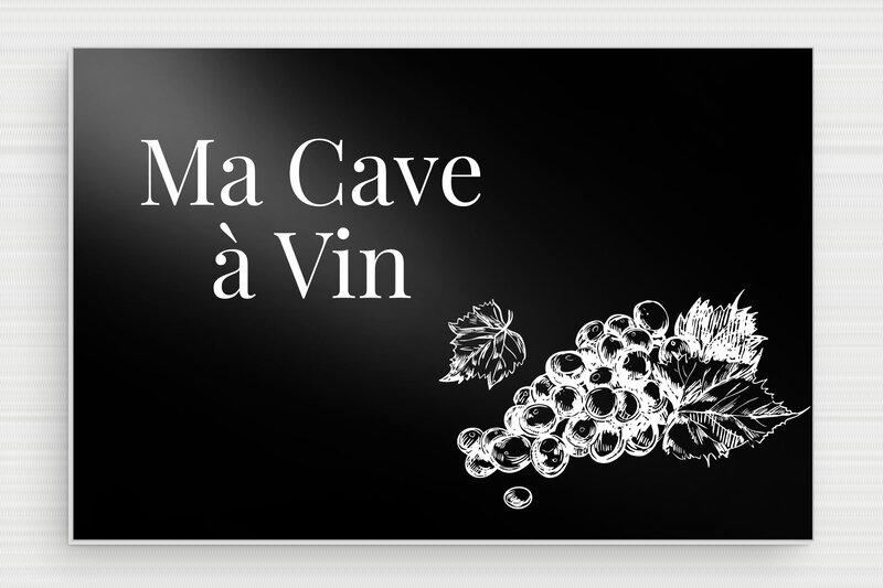Plaque de porte cave à vin - Aluminium - 150 x 100 mm - noir - glue - signparti-porte-cave-a-vin-008-1