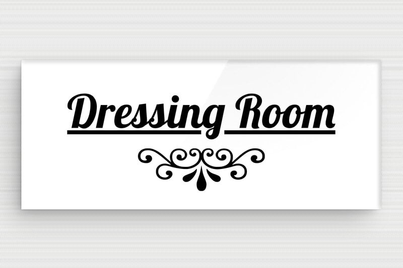Plaque de porte dressing à personnaliser - Plexiglass - 120 x 50 mm - blanc-noir - glue - signparti-porte-dressing-005-1