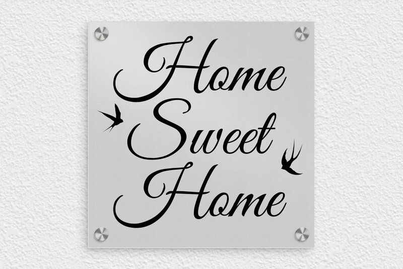 Plaque porte Home Sweet Home - Aluminium - 200 x 200 mm - anodise - screws-caps - signparti-porte-homesweethome-001-1