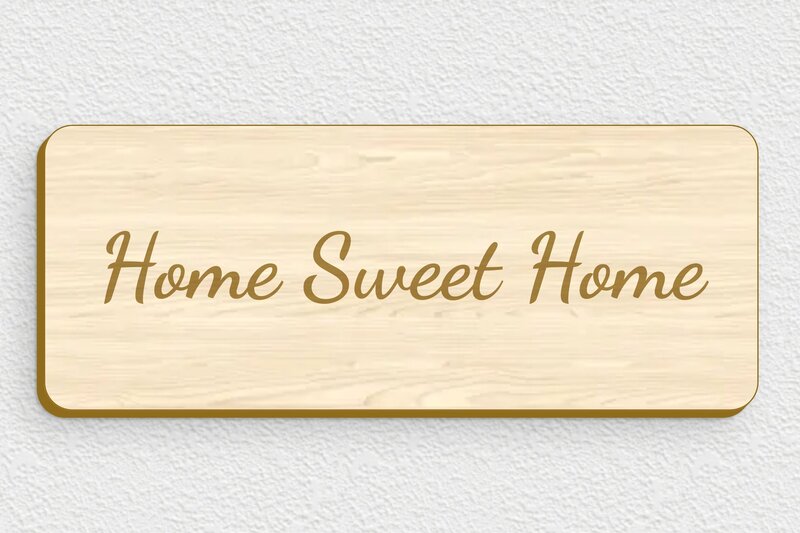 Plaque porte Home Sweet Home - Bois - 150 x 60 mm - erable - glue - signparti-porte-homesweethome-001-3