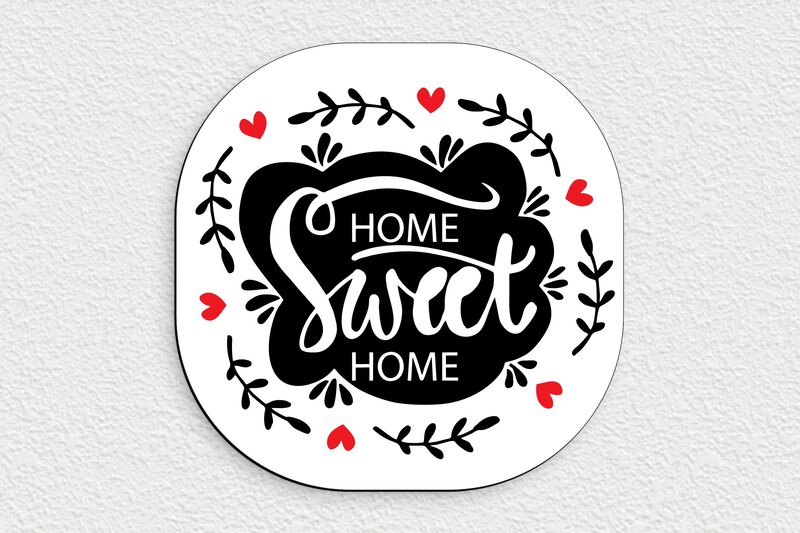 Plaque porte Home Sweet Home - PVC - 200 x 200 mm - custom - glue - signparti-porte-homesweethome-003-1