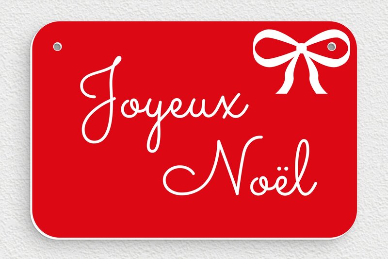 Plaque de porte joyeux noël - PVC - 150 x 100 mm - rouge-blanc - holes-only - signparti-porte-noel-006-3
