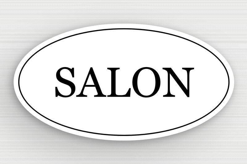 Plaque de porte salon - PVC - 150 x 80 mm - blanc-noir - glue - signparti-porte-salon-009-1