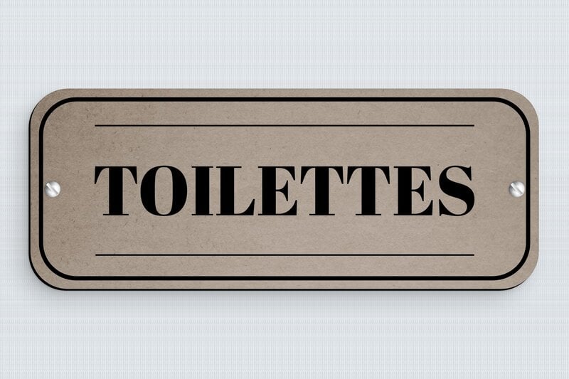 Plaque de porte WC - Toilettes et salle de bains - PVC - 190 x 75 mm - custom - screws - signparti-porte-vintage-002-1