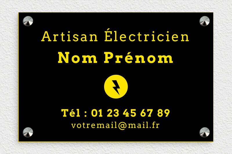 Plaque artisan - PVC - 300 x 200 mm - noir-jaune - screws-caps - signpro-artisan-002-4