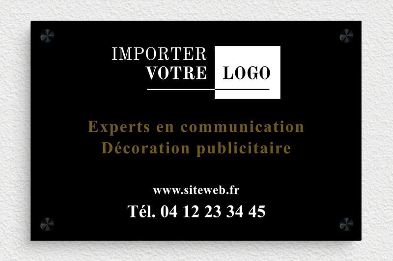 Plaque pro agence de communication - PVC - 300 x 200 mm - custom - screws-spacer - signpro-communication-002-0