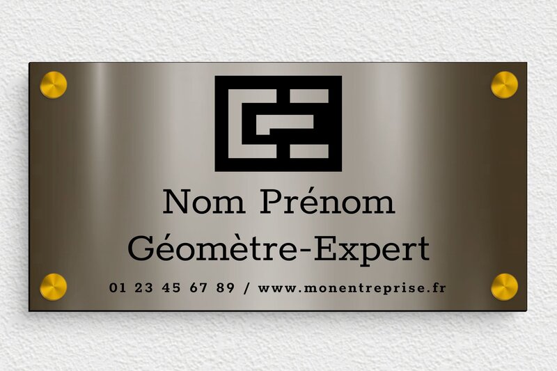 Plaque Géomètre expert - PVC - 300 x 150 mm - bronze-noir - screws-spacer - signpro-expert-geometre-004-4