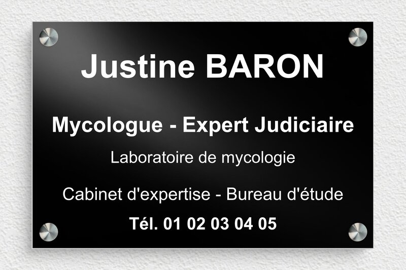 Plaque expert judiciaire - Aluminium - 300 x 200 mm - noir - screws-spacer - signpro-expert-judiciaire-003-0
