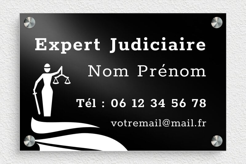 Plaque expert judiciaire - Aluminium - 300 x 200 mm - noir - screws-spacer - signpro-expert-judiciaire-003-4