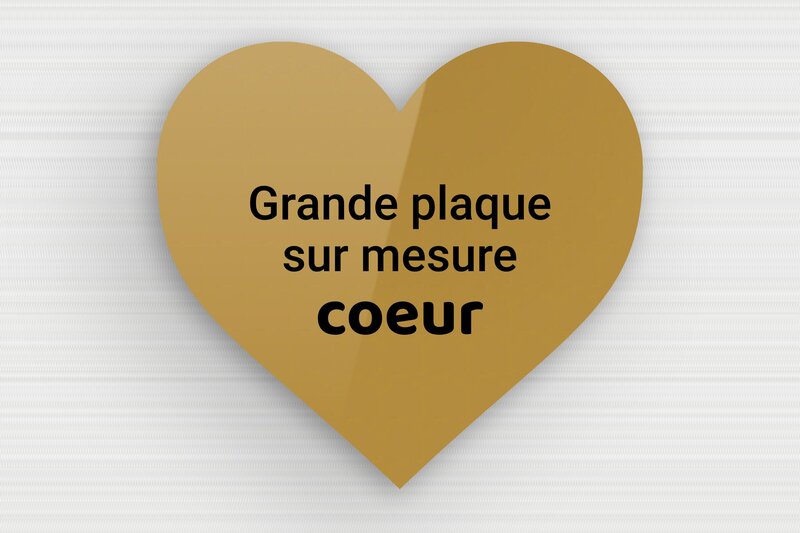 Plaque gravée coeur - Plexiglass - 300 x 276 mm - or-fonce-noir - none - sur-mesure-l-plexi-coeur
