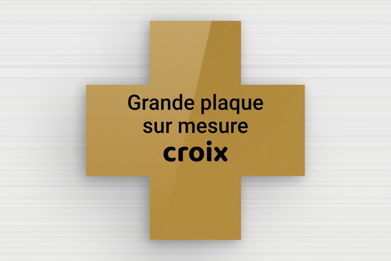 Plaque Croix Personnalisée - Plexiglass - 300 x 300 mm - or-fonce-noir - none - sur-mesure-l-plexi-croix