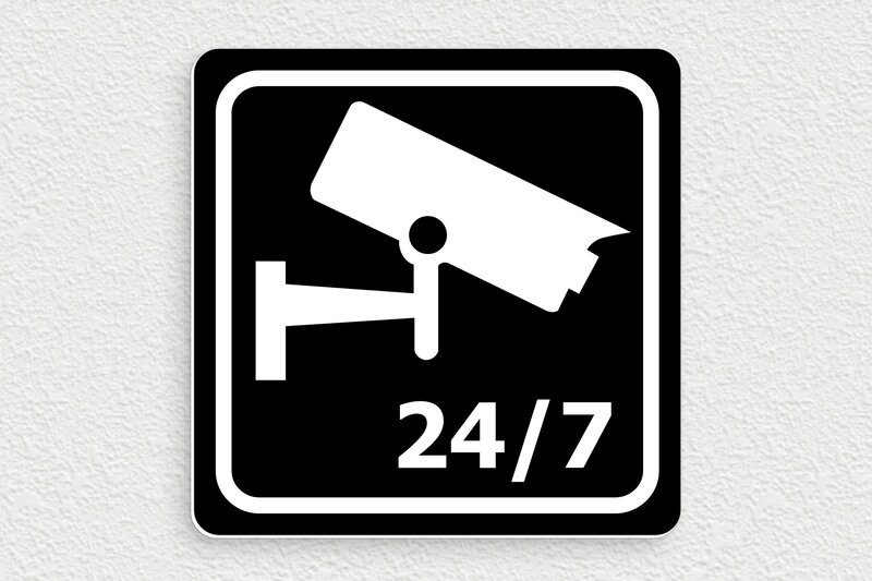Panneau attention établissement sous video surveillance - PVC - 150 x 150 mm - noir-blanc - glue - video-surveillance-002-2