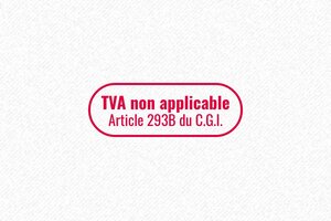 Tampon auto entrepreneur - Tampon TVA non applicable 38 x 14 - 38 x 14 mm - 5 lignes max. - encre red - boîtier rouge - ae-tva02