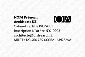 Tampon architecte - Trodat Metal 5204 - 56 x 26 mm - 10 lignes max. - encre black - boîtier anneau noir - architecte1-m5204