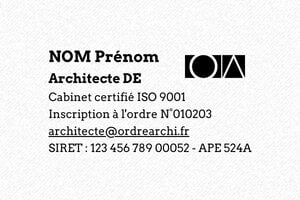 Tampon architecte - Trodat Metal 5206 - 56 x 33 mm - 13 lignes max. - encre black - boîtier anneau noir - architecte1-m5206