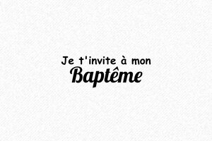 Tampon joyeuses fêtes - Tampon Invitation Baptême Rectangulaire - 40 x 15 mm - Monture en Bois - 40 x 15 mm - 6 lignes max. - encre black - bapteme05