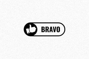 Nos tampons personnalisés avec smileys pour enseignants - Formule Bravo - Tampon compact - 40 x 15 mm - 6 lignes max. - encre black - bravo01