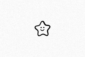 Tampon étoile - Étoile Souriante : Illuminez vos créations avec un sourire - 40 x 15 mm - 6 lignes max. - encre black - boîtier noir - etoile06
