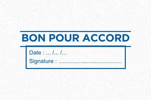 Tampon de Confirmation - Signature Administrative - 58 x 22 mm - 8 lignes max. - encre blue - boîtier noir - formule-accord01