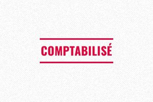 Nos tampons avec la formule COMPTABILISÉ - Tampon Compta03 : Lefficacité comptable à portée de main - 38 x 14 mm - 5 lignes max. - encre red - boîtier noir - formule-compta03