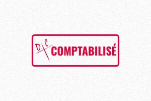 Nos tampons avec la formule COMPTABILISÉ - Tampon Comptabilisé2 : La précision au service de la comptabilité - 47 x 18 mm - 7 lignes max. - encre red - boîtier noir - formule-comptabilise2