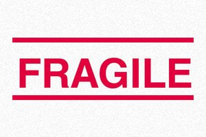 Nos tampons avec formules personnalisables - Tampon Fragile XXL - Précaution Maximale pour Objets Délicats - 70 x 25 mm - 10 lignes max. - encre red - boîtier noir - formule-fragile3