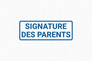 Tampon signature des parents - Tampon Signature des Parents - 47x18 mm - Authentification parentale en un coup - 47 x 18 mm - 7 lignes max. - encre blue - boîtier noir - formule-signature-des-parents