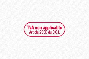 Tampon Auto Entrepreneur TVA - Tampon TVA non applicable 38 x 14 - 38 x 14 mm - 5 lignes max. - encre red - boîtier rouge - ae-tva02
