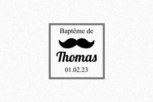 Tampon Baptême - Tampon Bois 30x30 - 30 x 30 mm - 12 lignes max. - encre black - bapteme19