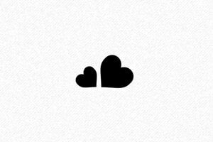 Tampon Fêtes - Tampon Double Cœurs - Amour et Créativité - 40x15mm - 40 x 15 mm - 6 lignes max. - encre black - coeurs