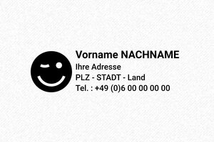 Adressstempel - Trodat Stempel Printy 4913 - 58 x 22 mm - max. 8 Zeilen - encre black - boîtier noir - de-flo-name-4913-smiley