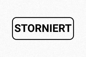 Lagertextstempel - Lagerstempel Storniert - 58 x 22 mm - max. 8 Zeilen - encre black - boîtier noir - de-formel-storniert