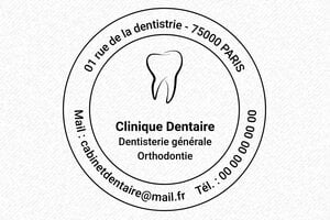 Tampon Dentiste - Tampon Bois rond 50mm - 50 x 50 mm - 20 lignes max. - encre black - dentiste-13